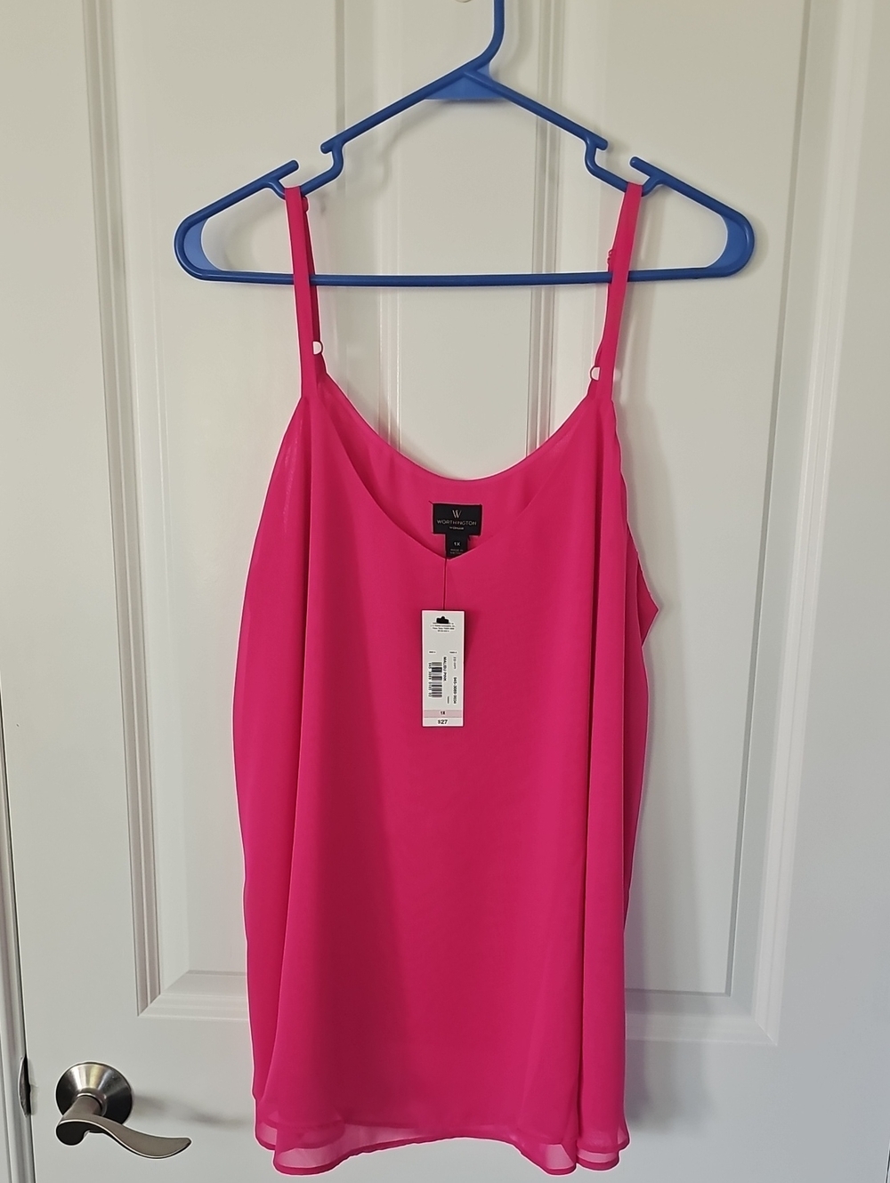 Worthington Bright Pink Sleeveless Camisole with Adjustable Straps
